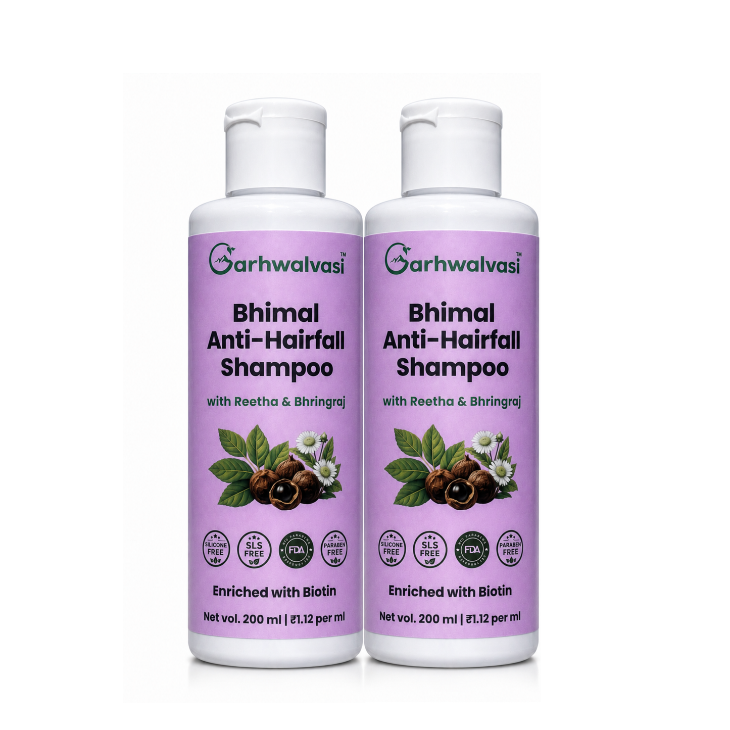 Buy Two Bottle of Bhimal Herbal Anti Hairfall Shampoo With Reetha and Bhringraj